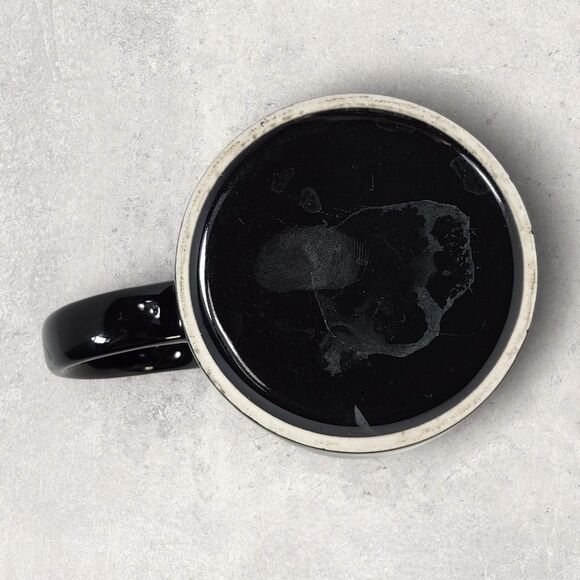 Carved Sugar Skull Mug Día de los Muertos Halloween Coffee Cup Black Ceramic - Picture 6 of 8